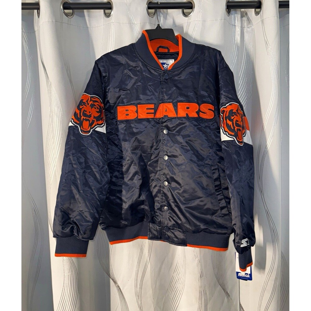 Starter Chicago Bears NFL Football Men's Jacket Navy/Orange/White Size L
